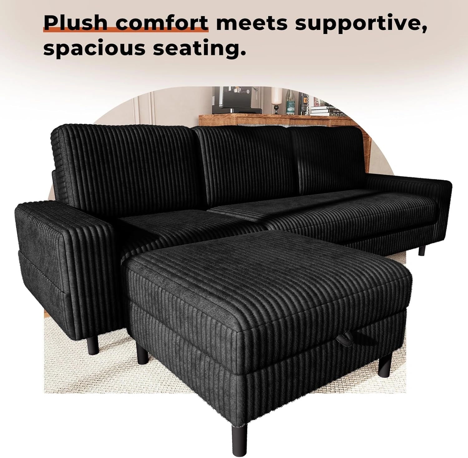 L-Shaped Modular Sectional Sofa (3-Seater)