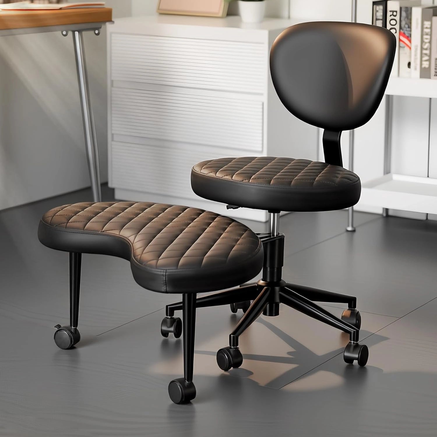 Diamond-Stitch Cross Legged Office Chair